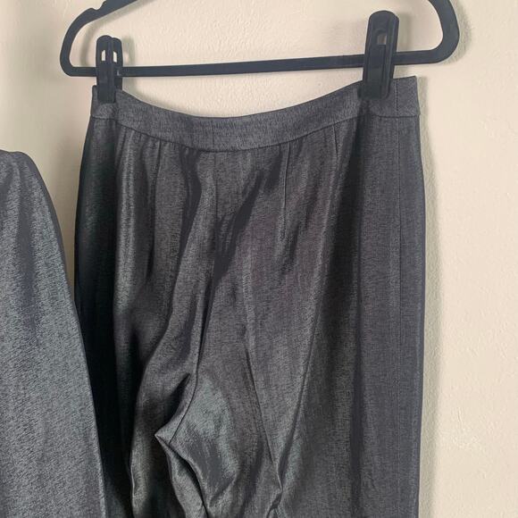 Ellen Tracy Sz 6 Pant Suit w Double Breasted Long Blazer Jacket Wool Gray Career - Picture 10 of 11